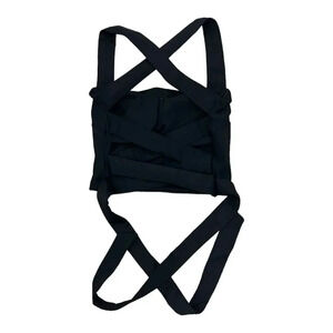 Hazel & Olive Black Criss Cross Tie Back Cropped Top L